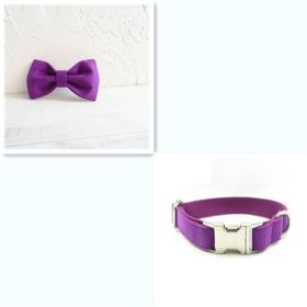 Pet bow tie Solid dog collar bow accessories (Option: Purple Bset-L)